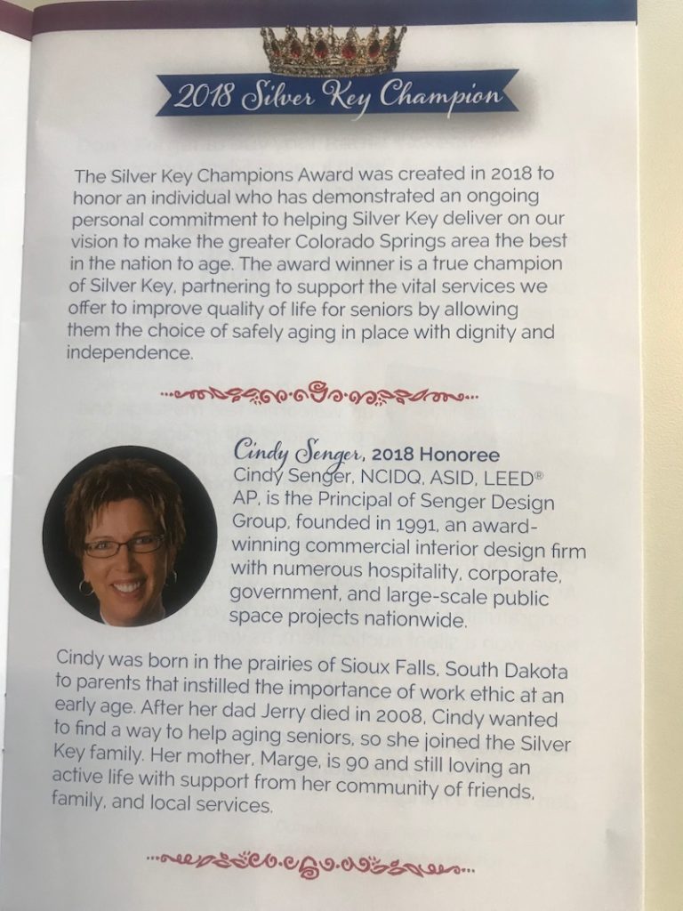 Cindy Senger Honored at Silver Key Champions Award